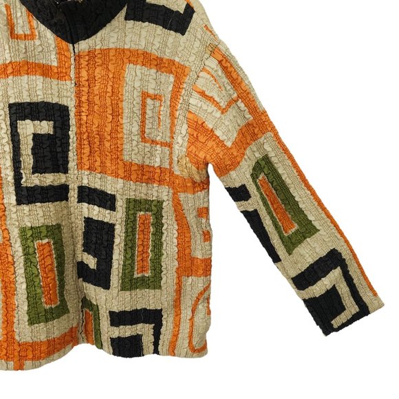 Pleats Collection Pings Imports Crinkle Stretch Geometric Full Zip Jacket Womens - Picture 12 of 16